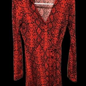 Red and Black Snake Print Dress